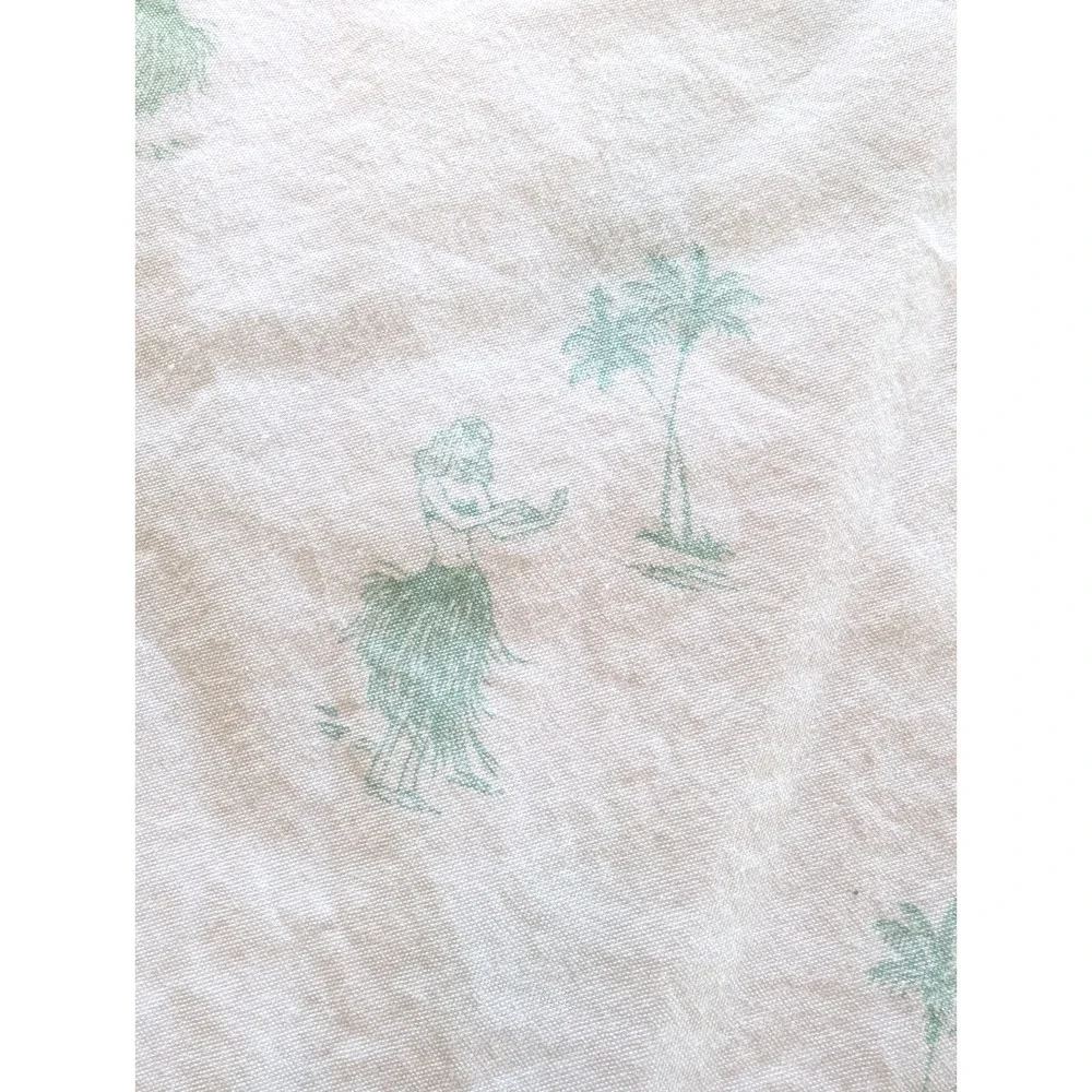 Tommy Bahama Queen Flat Sheet White w/ Aqua Hula Girl & Palm Tree Print OEKO-TEX